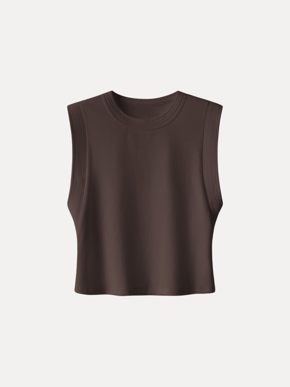 OGL Brown Soft Cotton Lyocell Cropped Wide Shoulder Tank Size Medium - Picture 2 of 2